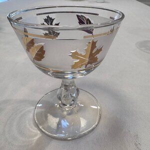 SET OF 4 GOLDEN FOLIAGE FROSTED 22kt GOLD WINE GLASSES 1953★RARE & HARD To FIND!